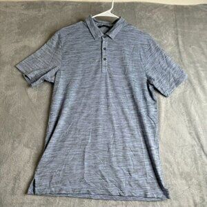 Travis Mathew Polo Shirt Mens M Blue Heathered Golf Performance Preppy Logo